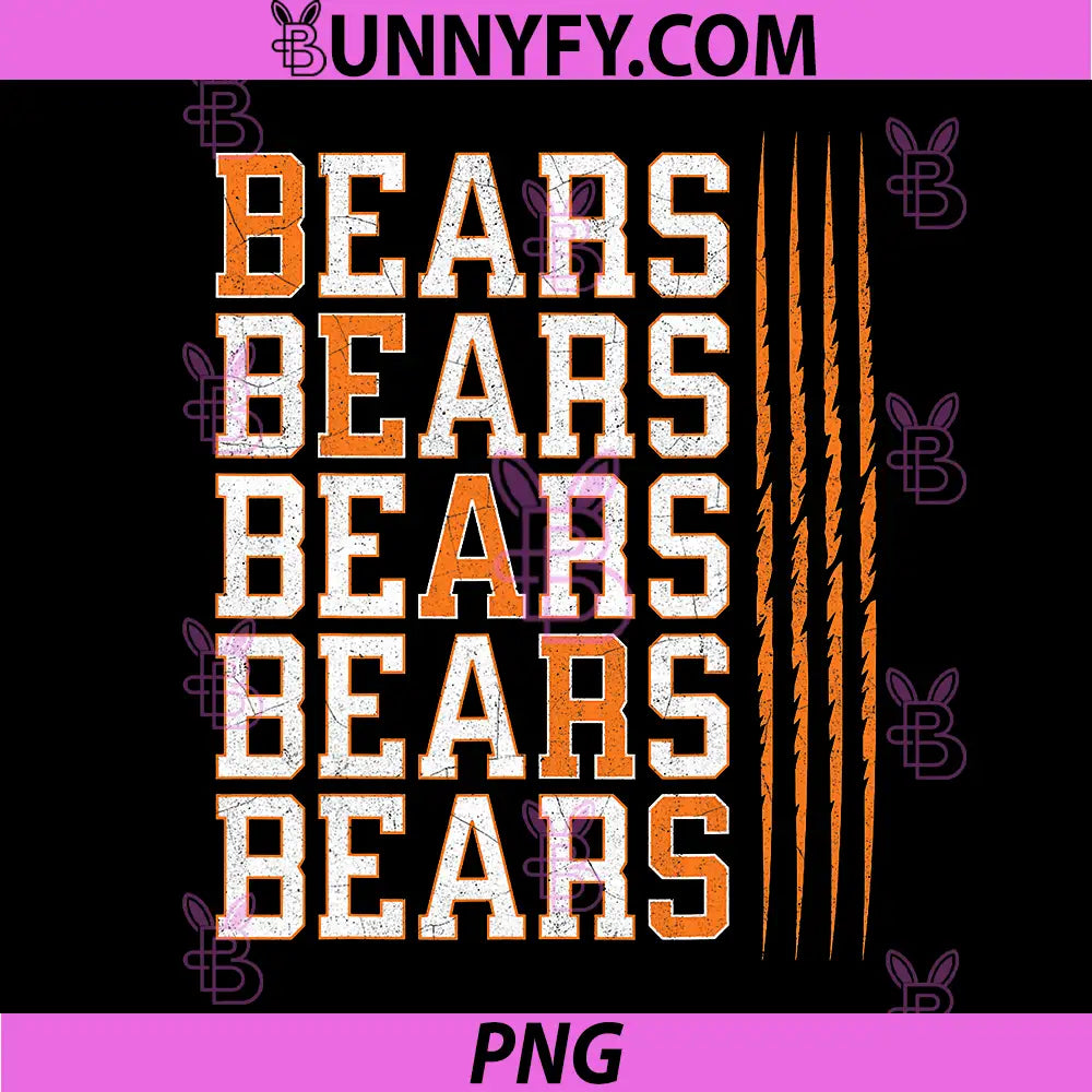 Bears Repeating Text Retro Sports Design PNG, Vintage Bears PNG