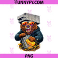 Retro Bear With Cheese Grater PNG, Hat And Sunglasses Sunse Funny PNG