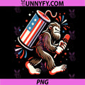 Retro Bigfoot Fireworks 4th of July PNG, Sasquatch American Flag Performance PNG