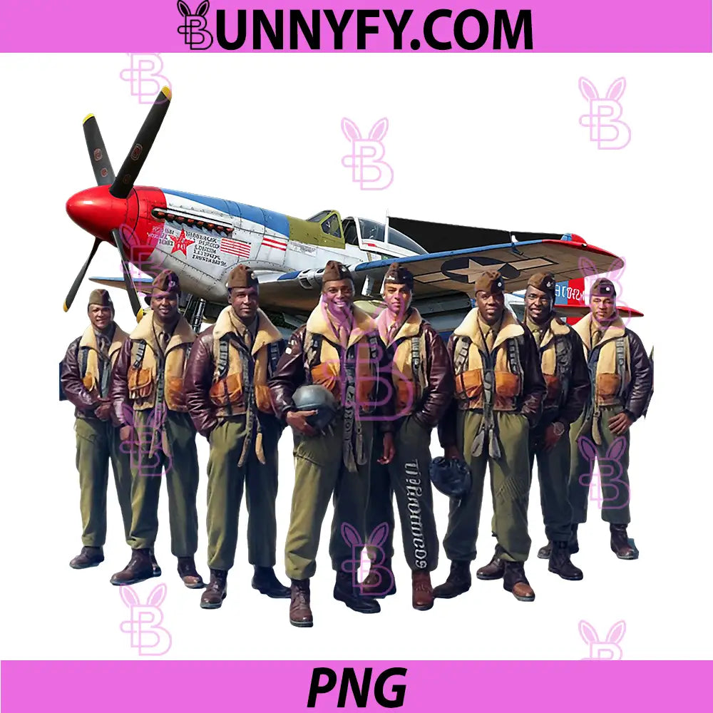 Retro Black Airmen Black PNG, History World War 2 Tuskegee Pilots PNG