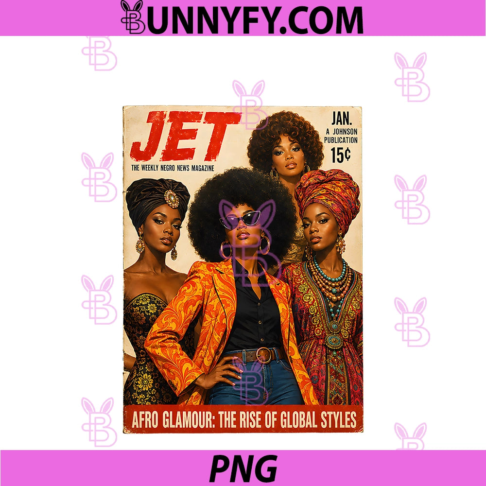Retro Black Is Beautiful Afro Glamour PNG, Vintage Magazine Gift PNG