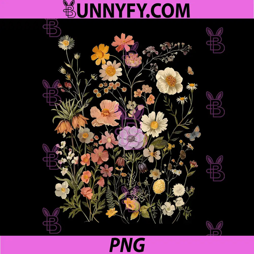 Retro Boho Floral PNG, Botanical Wildflower PNG