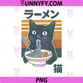 Retro Cat Eating Ramen PNG, Noodles Anime PNG