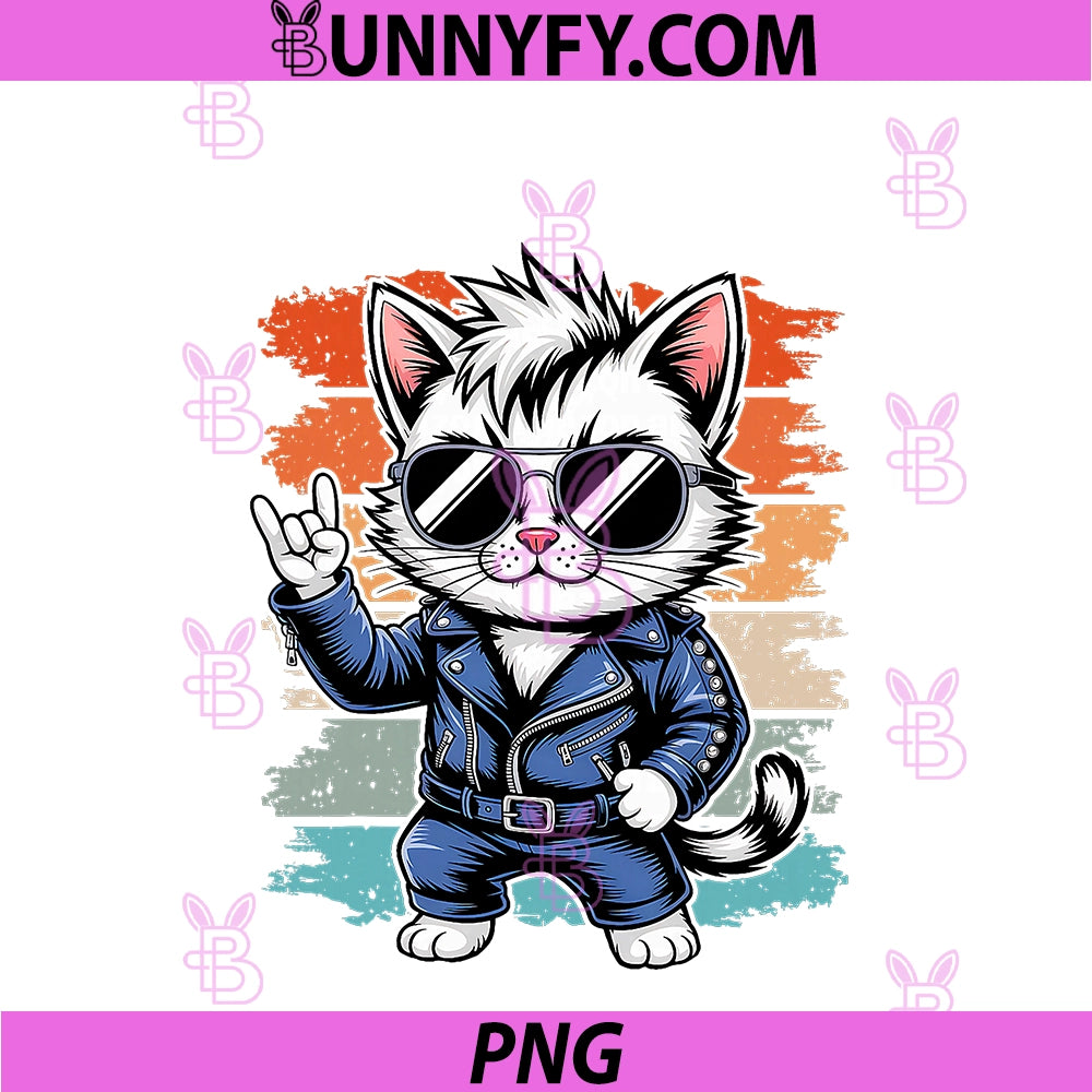 Retro Cat Rock Novelty Music PNG, Funny PNG