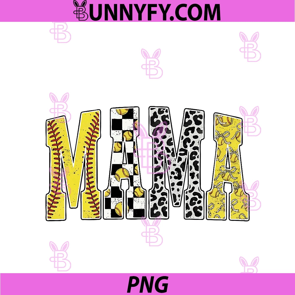 Retro Checkered Funny Game Day PNG, Softball Mama Team Sport Mom PNG