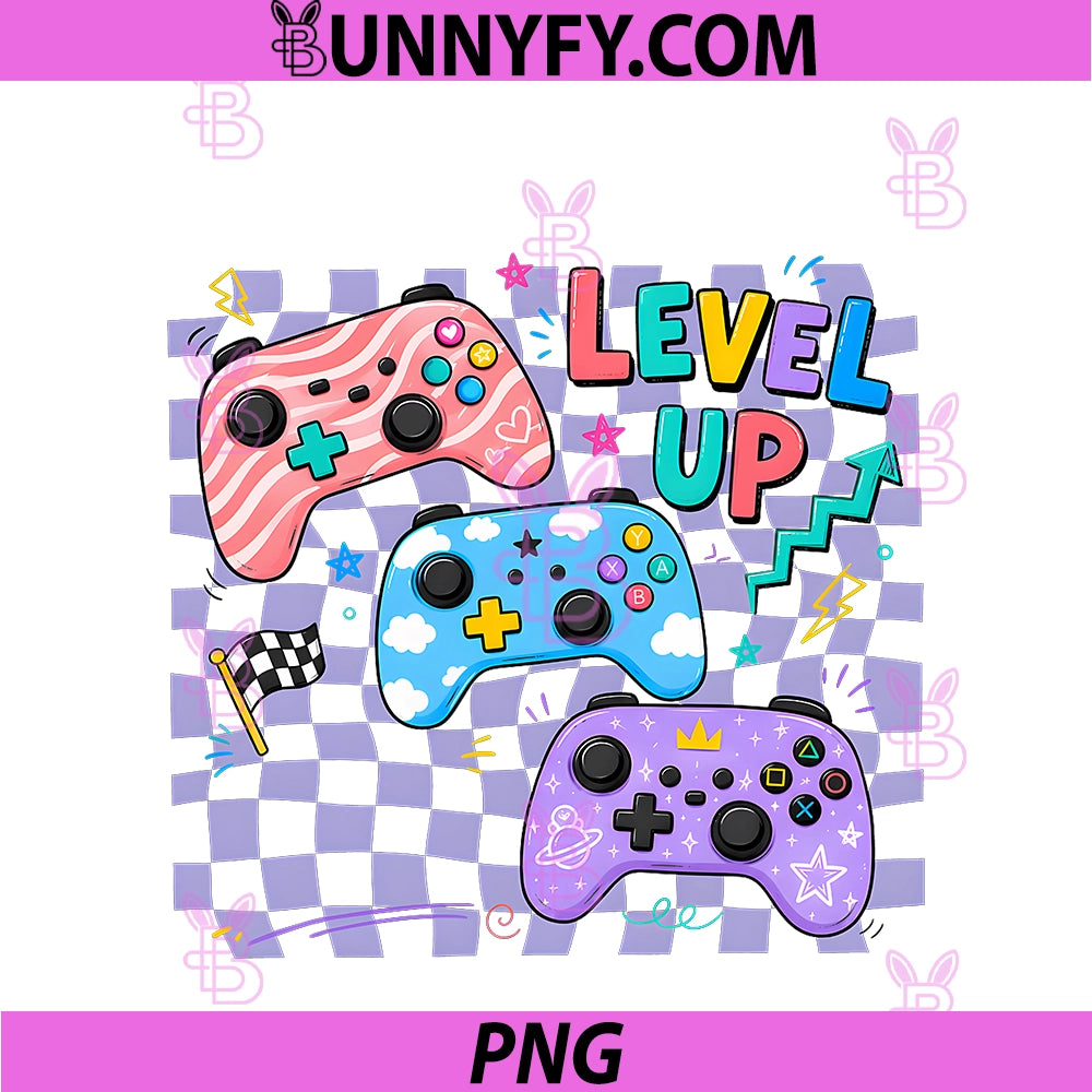 Retro Checkered Level Up PNG, Teacher Gaming Back To School PNG