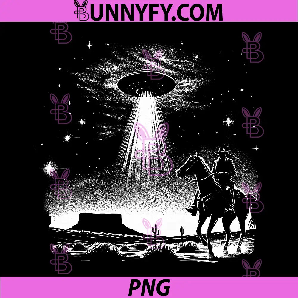 Retro Cowboy UFO PNG, Desert Encounter Vintage Sci-Fi PNG