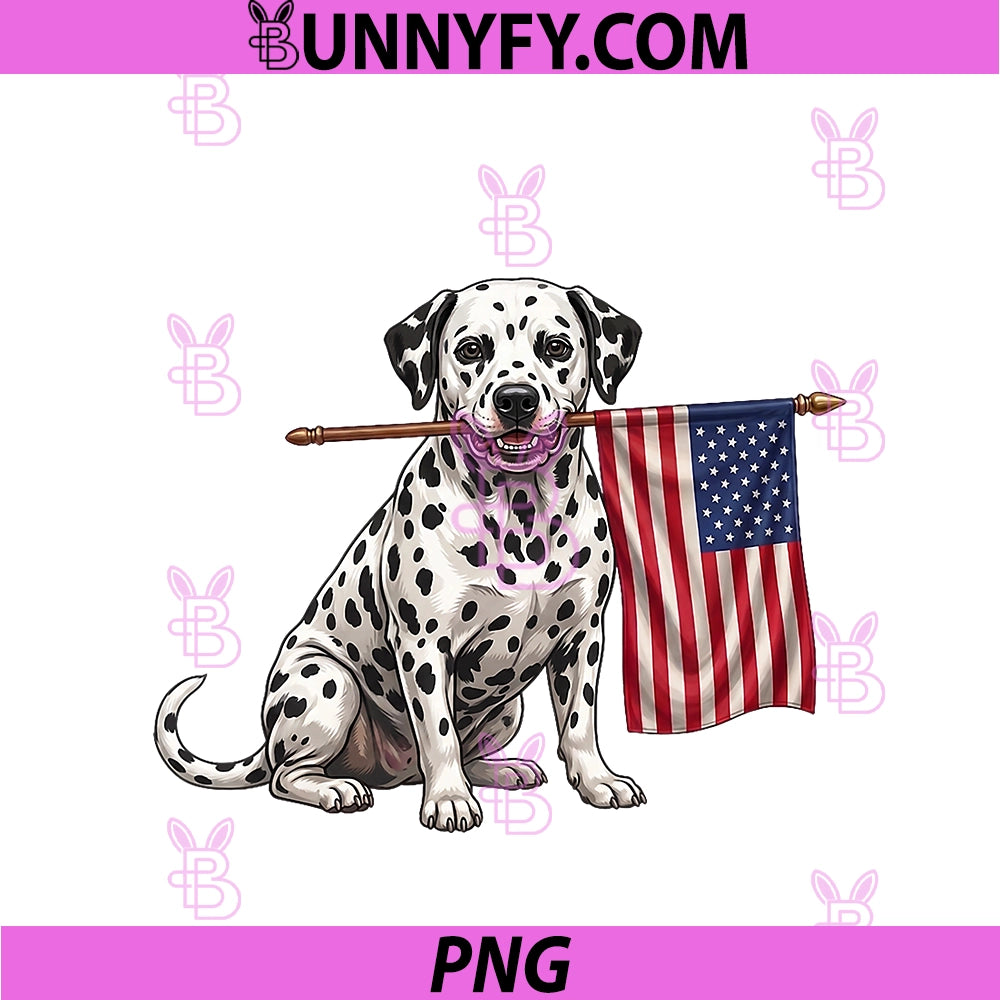 Retro Damaltian American Flag Patriotic Dog PNG, 4th Of July PNG