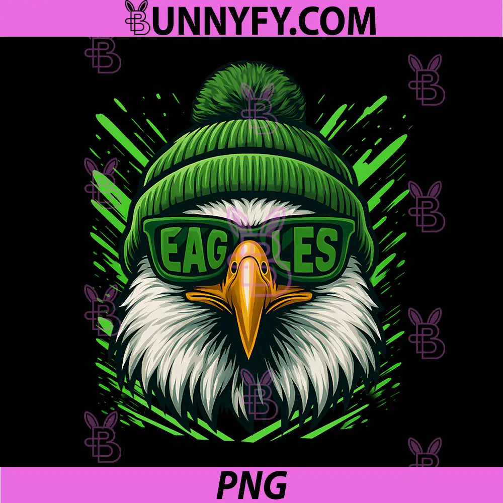 Eagles Cool Eagle With Sunglasses Art PNG, Retro Beanie Eagle PNG
