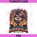 Retro Funny America PNG, Cat Hot Dog Lovers Patriotic US Flag PNG