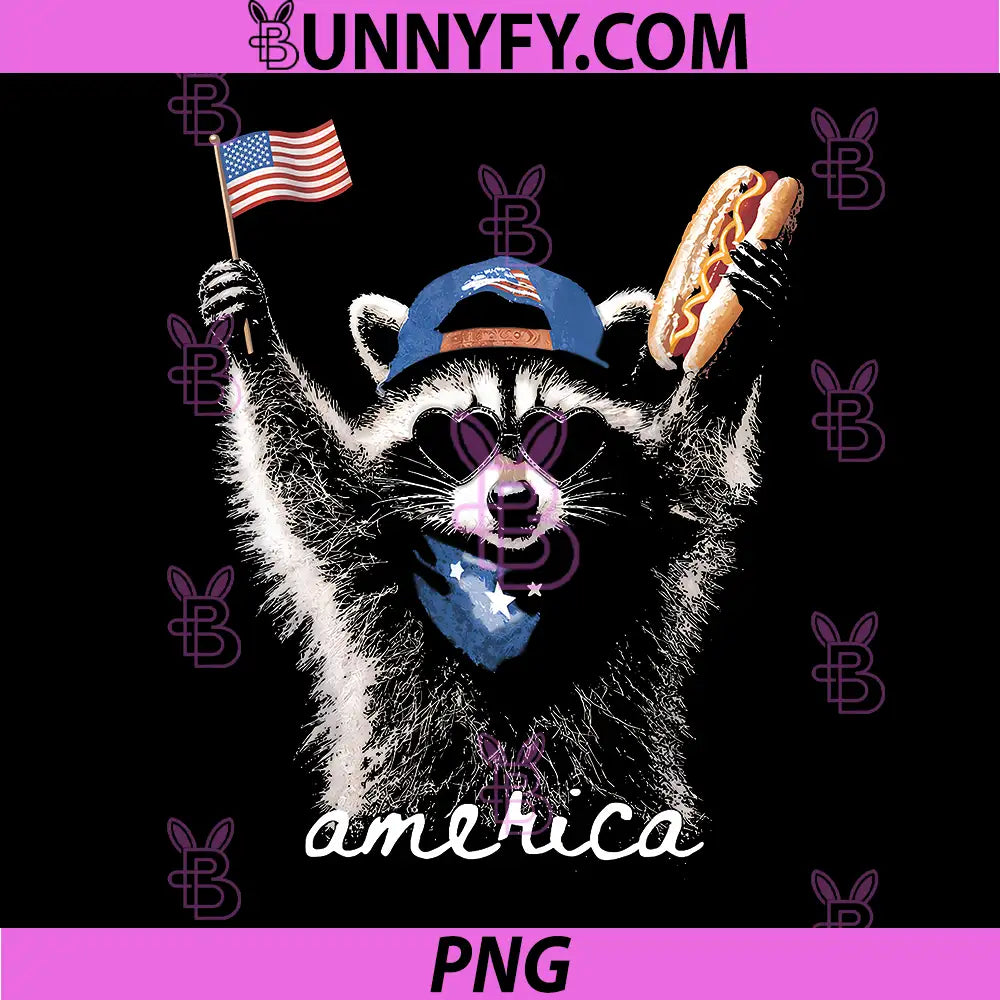 Retro Funny America Raccoon Hot Dog PNG, Lovers Patriotic US Flag PNG