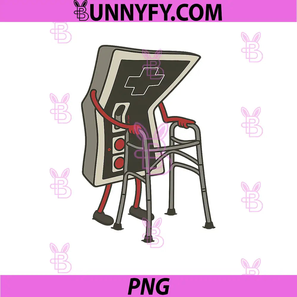 Gaming Controller Old PNG, Gamer with Walker Funny PNG