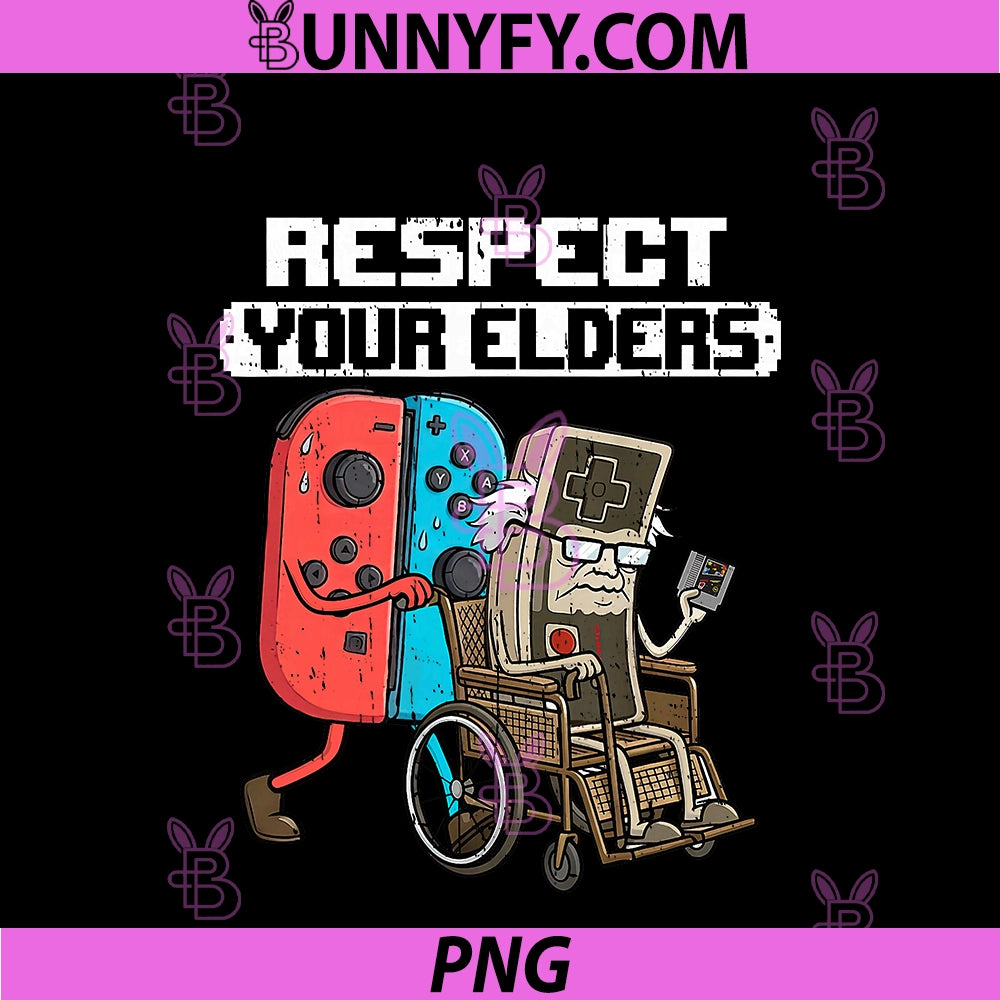 Retro Gaming PNG, Funny Gamer Controller 80s Respect Your Elders PNG