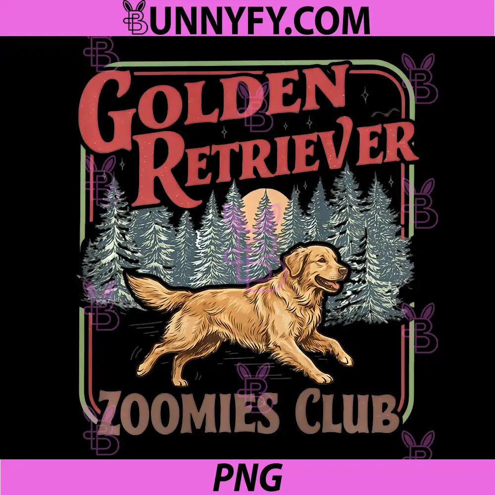 Retro Golden Retriever Zoomies Club PNG, Dog Lover Performance PNG