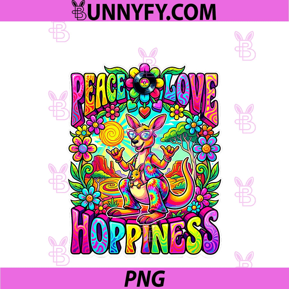 Retro Groovy Peace Love Hoppiness PNG, Roo And Joey Colorful Fun PNG