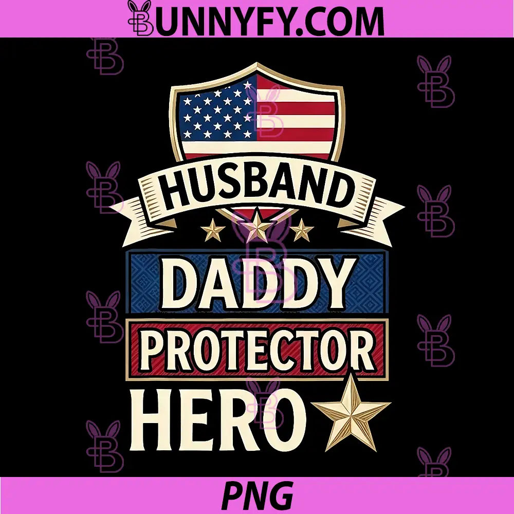 Retro Husband Daddy Protector PNG, Hero Fathers Day American Flag PNG