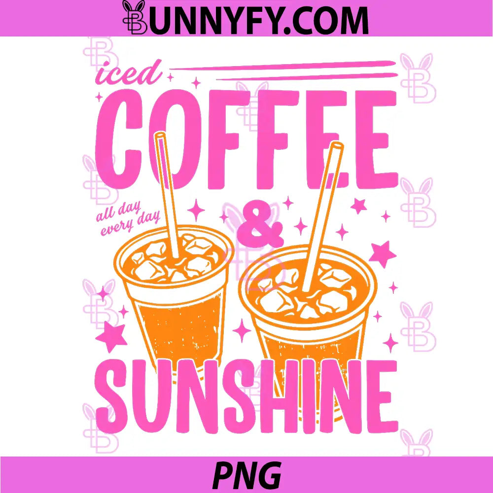 Retro Iced Coffee & Sunshine PNG, Funny Summer Vibes Vacation PNG