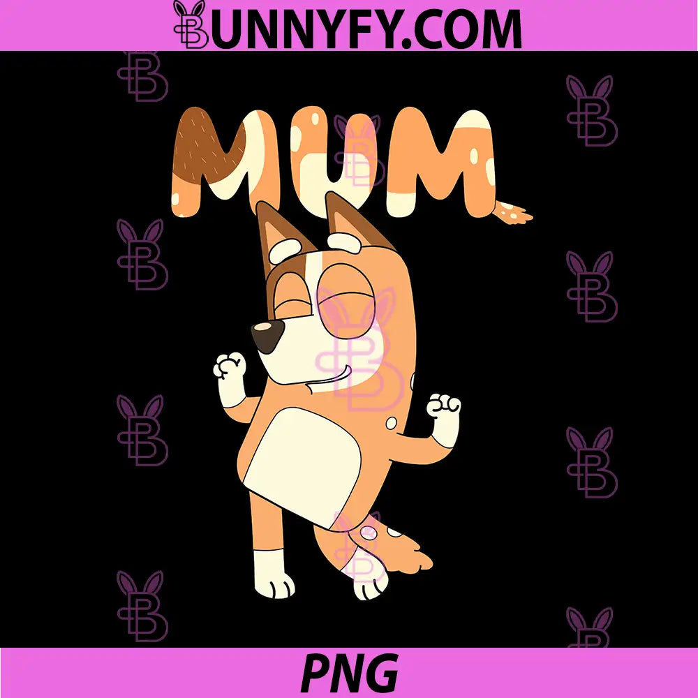 Mum Bluey Style Cartoon PNG, Cute Retro Mom Character Design PNG