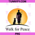 Retro Peace PNG, Walking Monks & Dog Minimalist Zen Art PNG