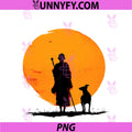 Retro Peace Walking Monks & Dog Minimalist PNG, Zen Art Graphic PNG