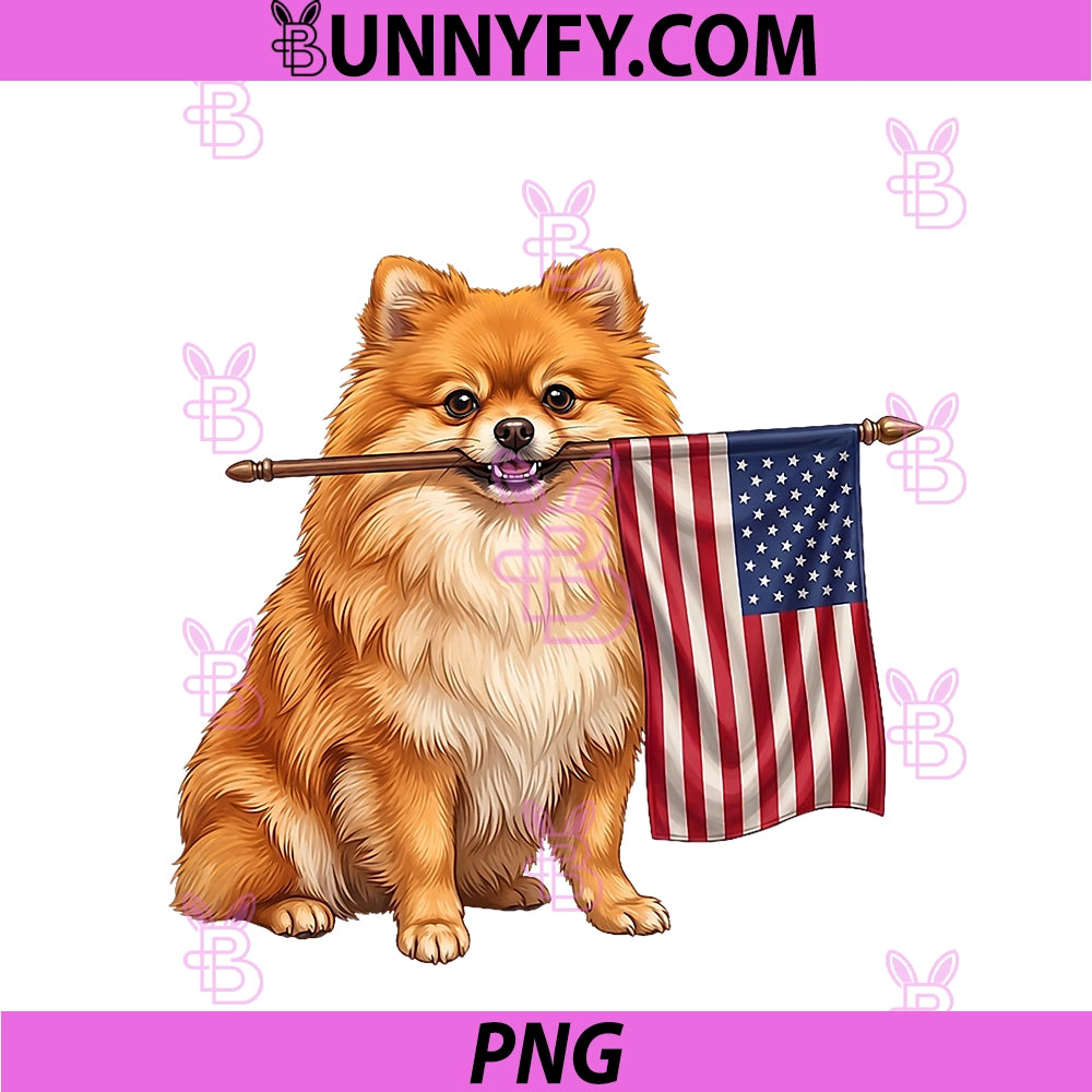 Retro Pomeranian American Flag PNG, Patriotic Dog 4th Of July PNG