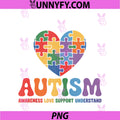 Retro Puzzle Heart Autism Awareness Love PNG, Support Understand PNG