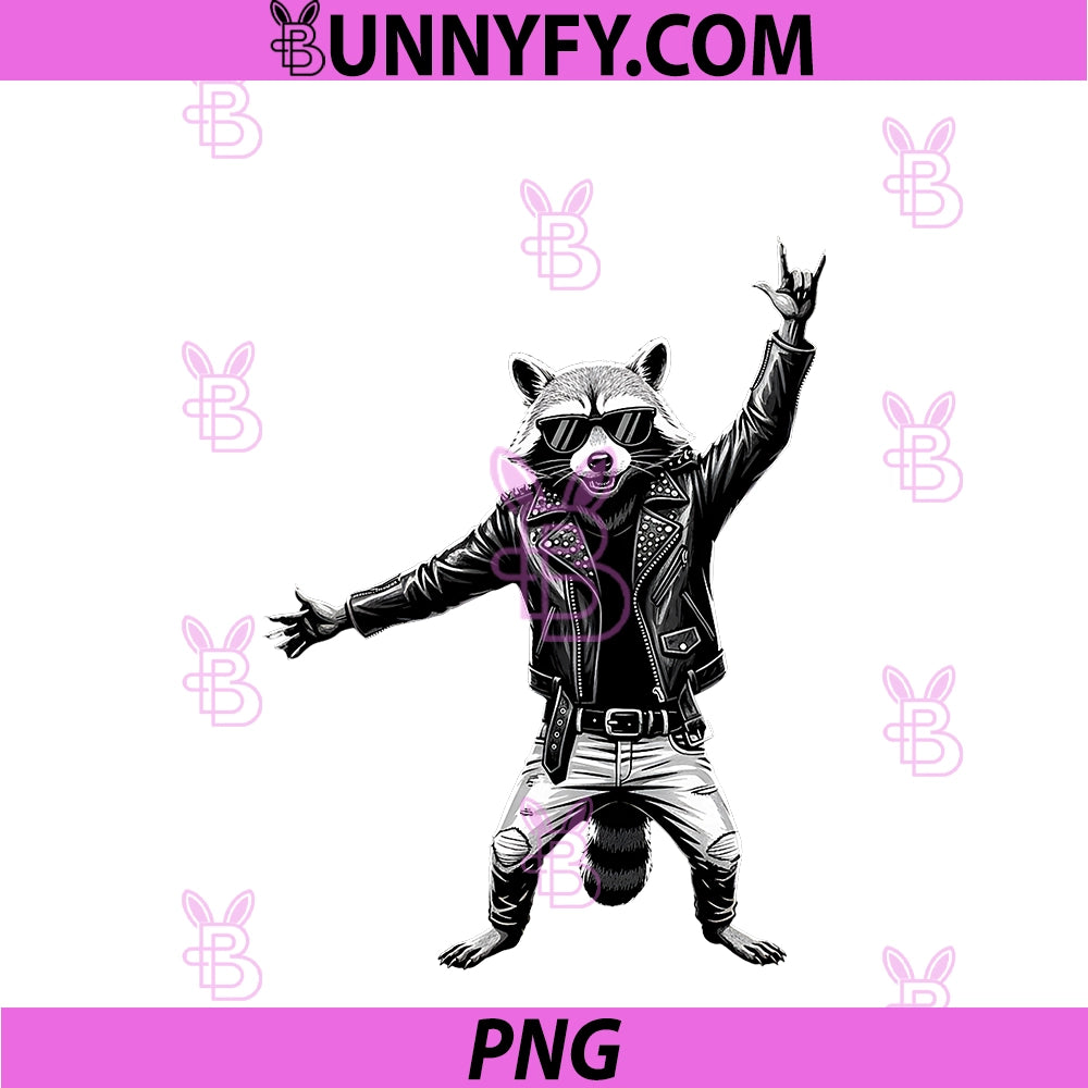 Retro Raccoon Rock Music Rocker Heavy PNG, Metal Hard Rock PNG