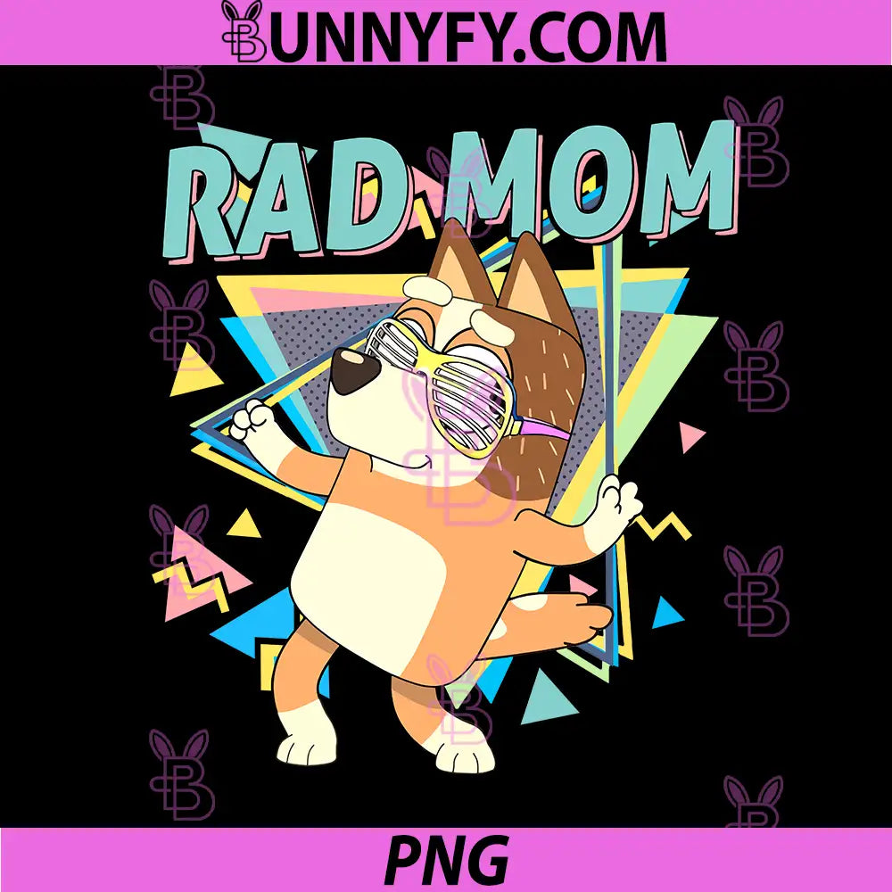 Rad Mom Bluey Style Cartoon PNG, Cool Retro Mom Character PNG