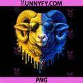 Retro Ram Head Color Split PNG, Cool Ram With Sunglasses Art PNG