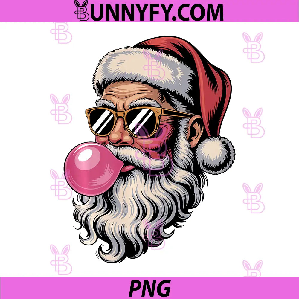 Santa Claus Sunglasses Bubble Gum PNG, Funny Holiday Vibes PNG