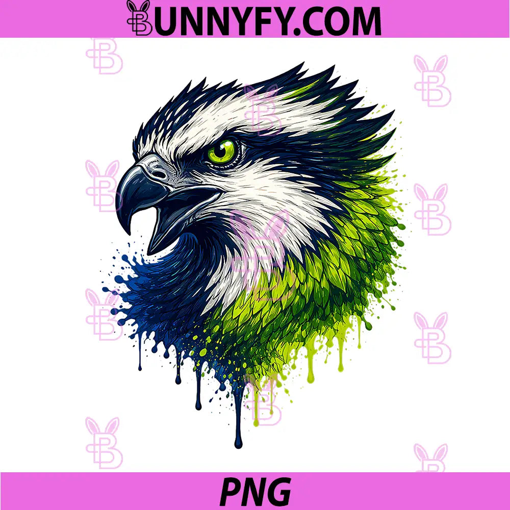 Retro Sea Hawk Paint Splash PNG, Colorful Hawk Head Illustration PNG