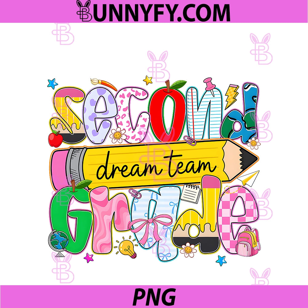 Retro Second Grade Dream Team PNG, Pencil Teacher Back To School PNG
