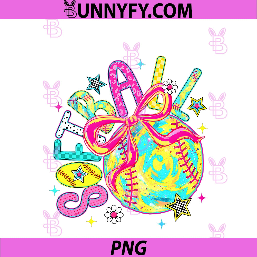 Retro Softball Coquette Bow PNG, Game Day Vibes PNG