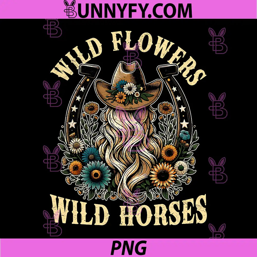 Southern Sunset Cowgirl PNG, Wild Flowers Wild Horses PNG