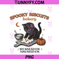 Retro Spooky Biscuits Bakery PNG, Black Cat Halloween PNG