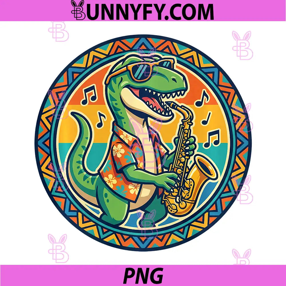T Rex Playing Saxophone PNG, Summer Music PNG