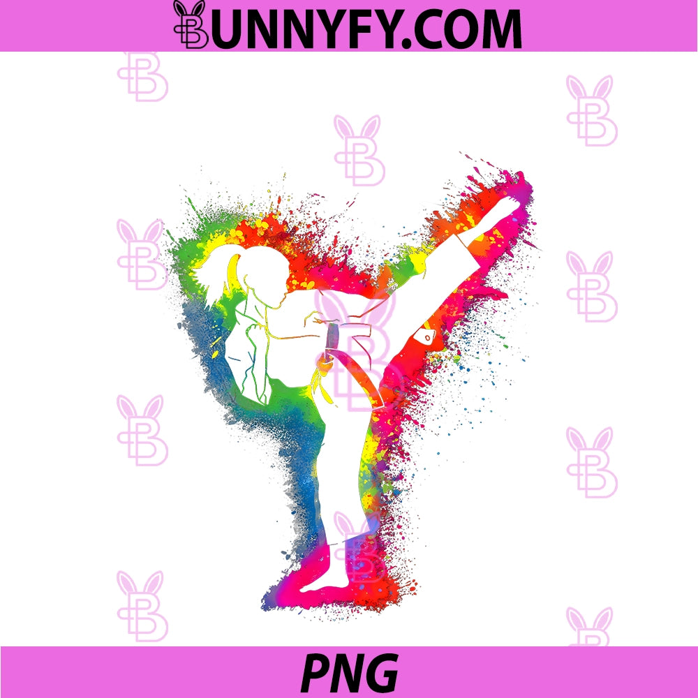 Retro Taekwondo Girl PNG, Martial Arts Karate Women Kids Girls PNG