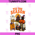 Retro Tis The Season PNG, Ghost Pumpkin Skeleton Halloween PNG