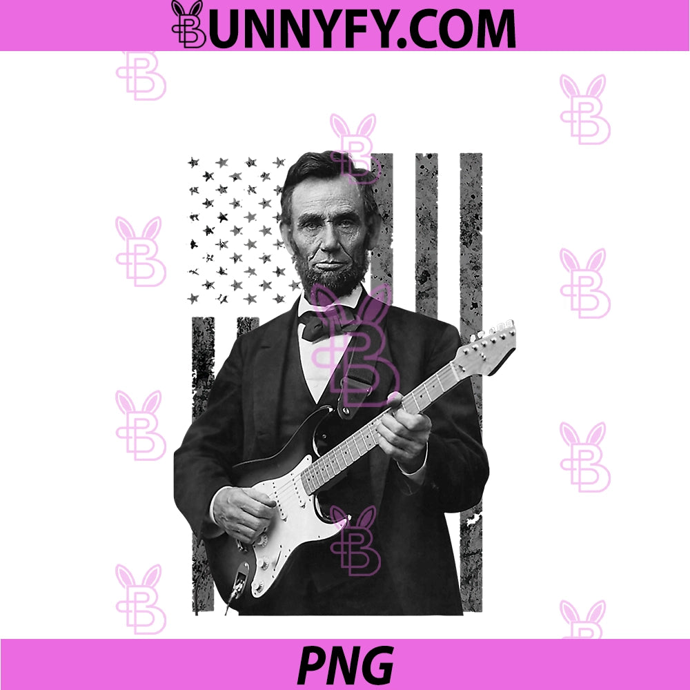 Retro Vintage Abraham Lincoln Abe Lincoln PNG, Playing Guitar PNG