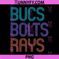 Bucs Bolts Rays Retro Neon Text PNG, Vintage Florida Style PNG