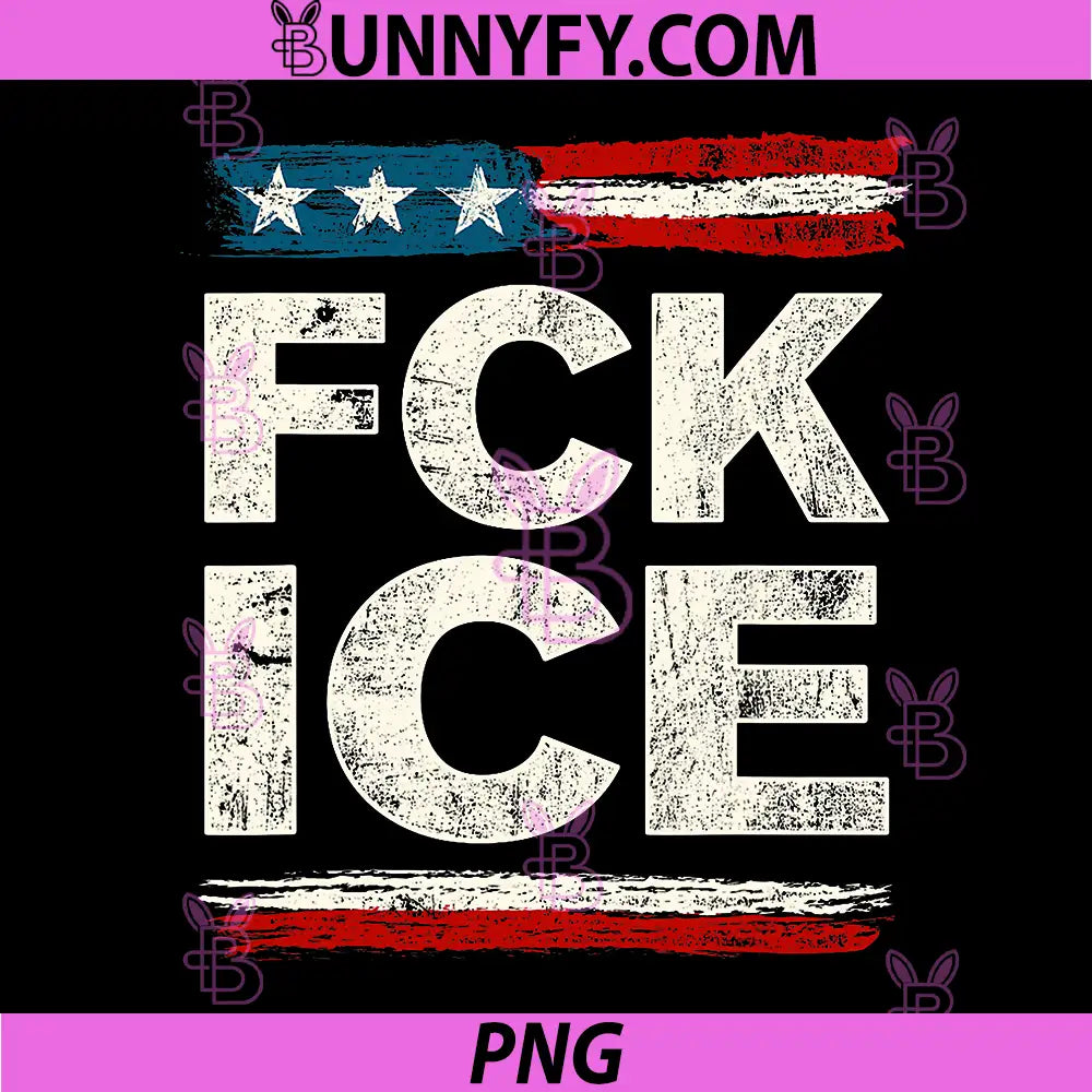 Vintage FCK ICE PNG, US Flag Distressed PNG