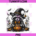 Retro Vintage PNG, Halloween Raccoon Witch Hat PNG