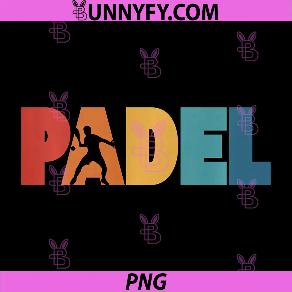 Padel Retro Vintage Player Silhouette PNG, Colorful Padel Sport Logo PNG
