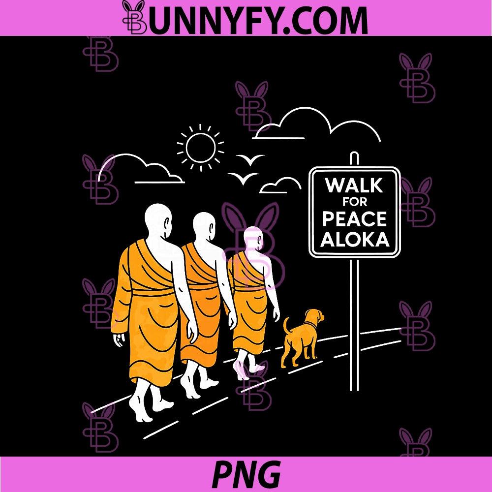 Retro Walk For Peace Monks PNG, With Aloka Dog Minimalist Zen Art PNG