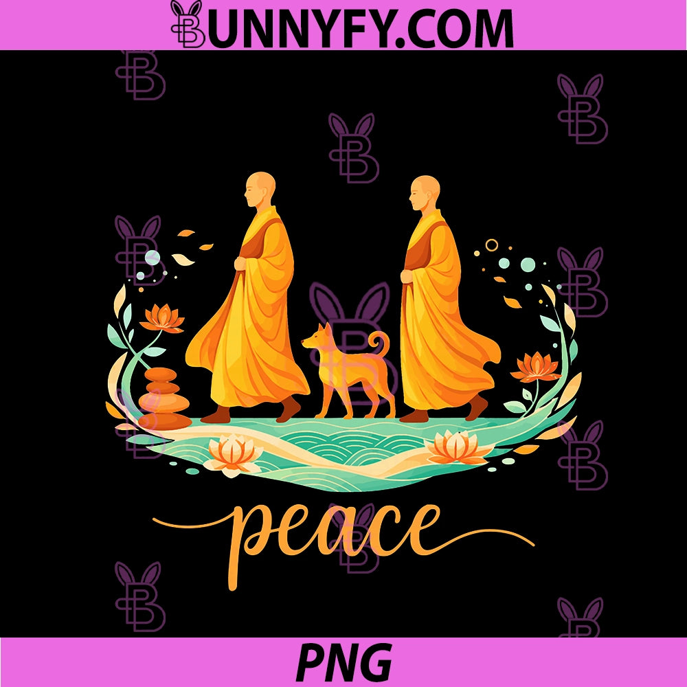 Retro Walk For Peace Monks PNG, With Aloka Dog Minimalist Zen Art PNG