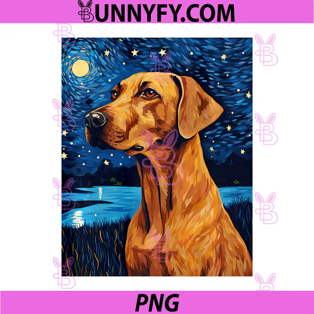 Rhodesian Ridgeback Starry Night PNG, Van Gogh Performance PNG