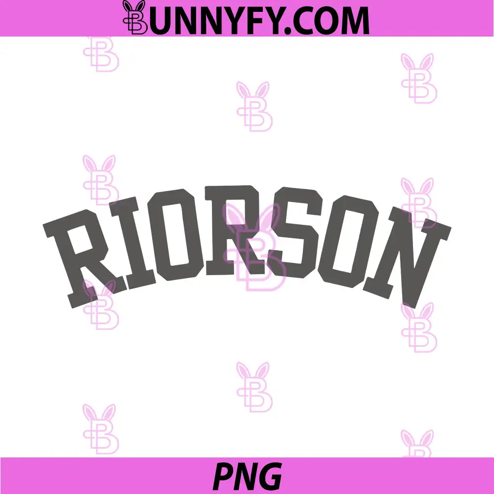Riorson Curved Text PNG, Bold Fantasy Varsity Design PNG