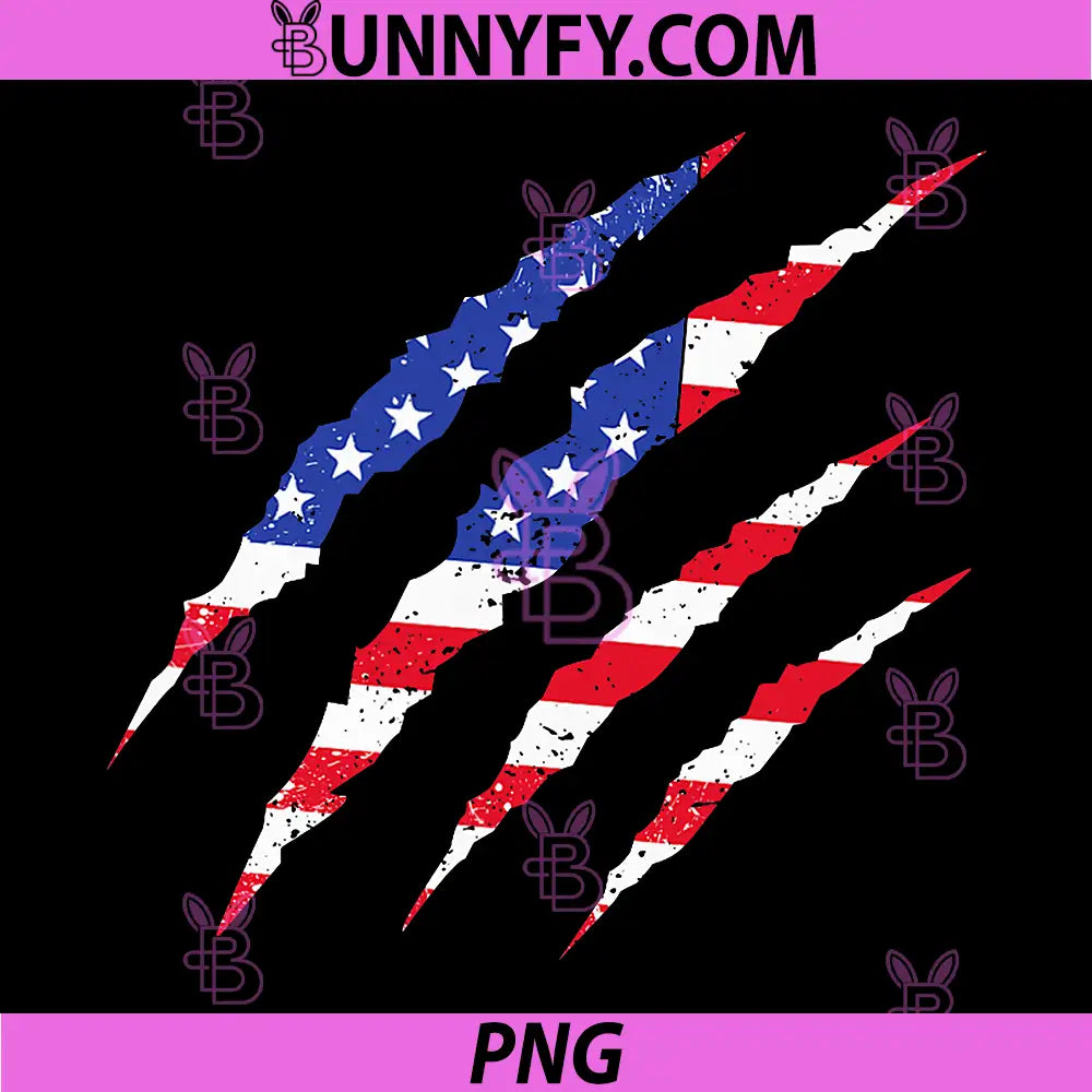 Ripped American Flag PNG, Bear Claw Scratch USA Pride Art PNG