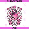 Rock On PNG, Pink Skull Bow Crossbones Emo Y2K Aesthetic PNG