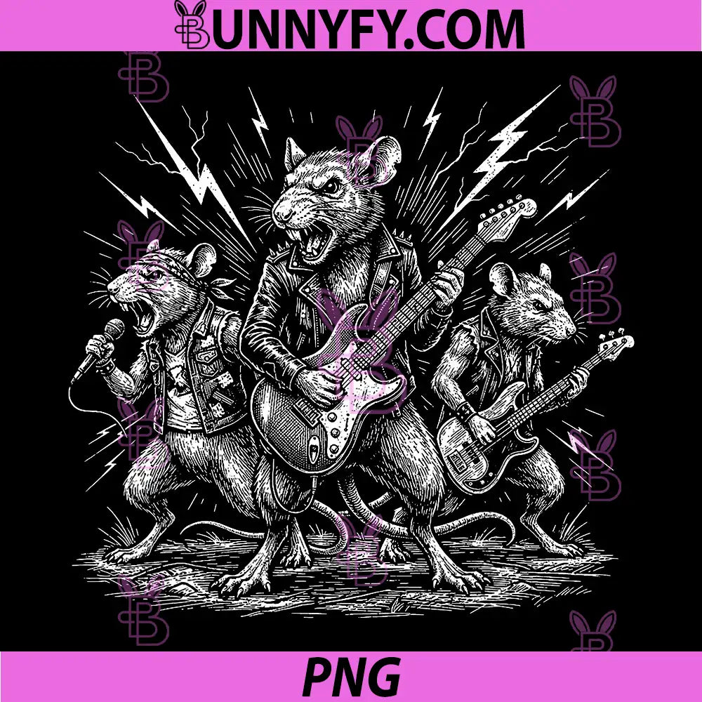 Rock and Roll Rats Guitarist PNG, Vintage Rock Music Concert PNG